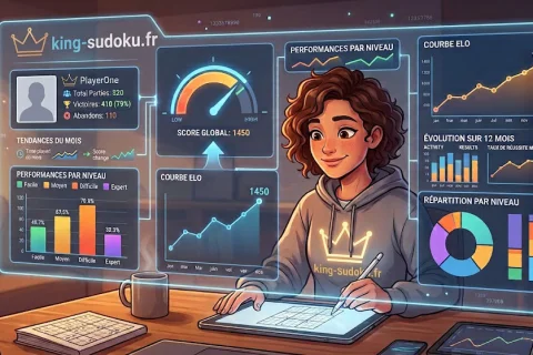 Statistiques personnalisées de progression au Sudoku sur King Sudoku