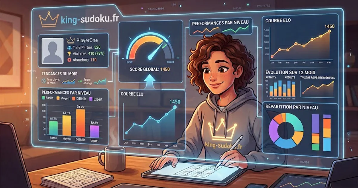 Statistiques personnalisées de progression au Sudoku sur King Sudoku